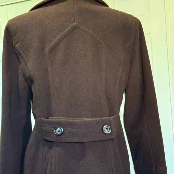 Croft & Barrow women’s Medium double breasted wool blend coat dark brown beauty - Picture 4 of 8